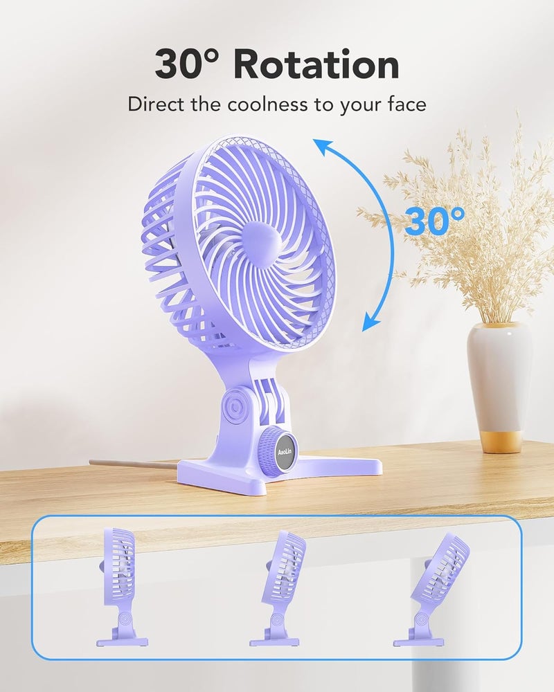 AaoLin USB Desk Fan, Small Fans with CVT Variable Speeds, Strong Cooling Airflow, Quiet Portable, Desktop Mini Personal Table Fan for Room, Home, Office, Bedroom, Purple - Image 4
